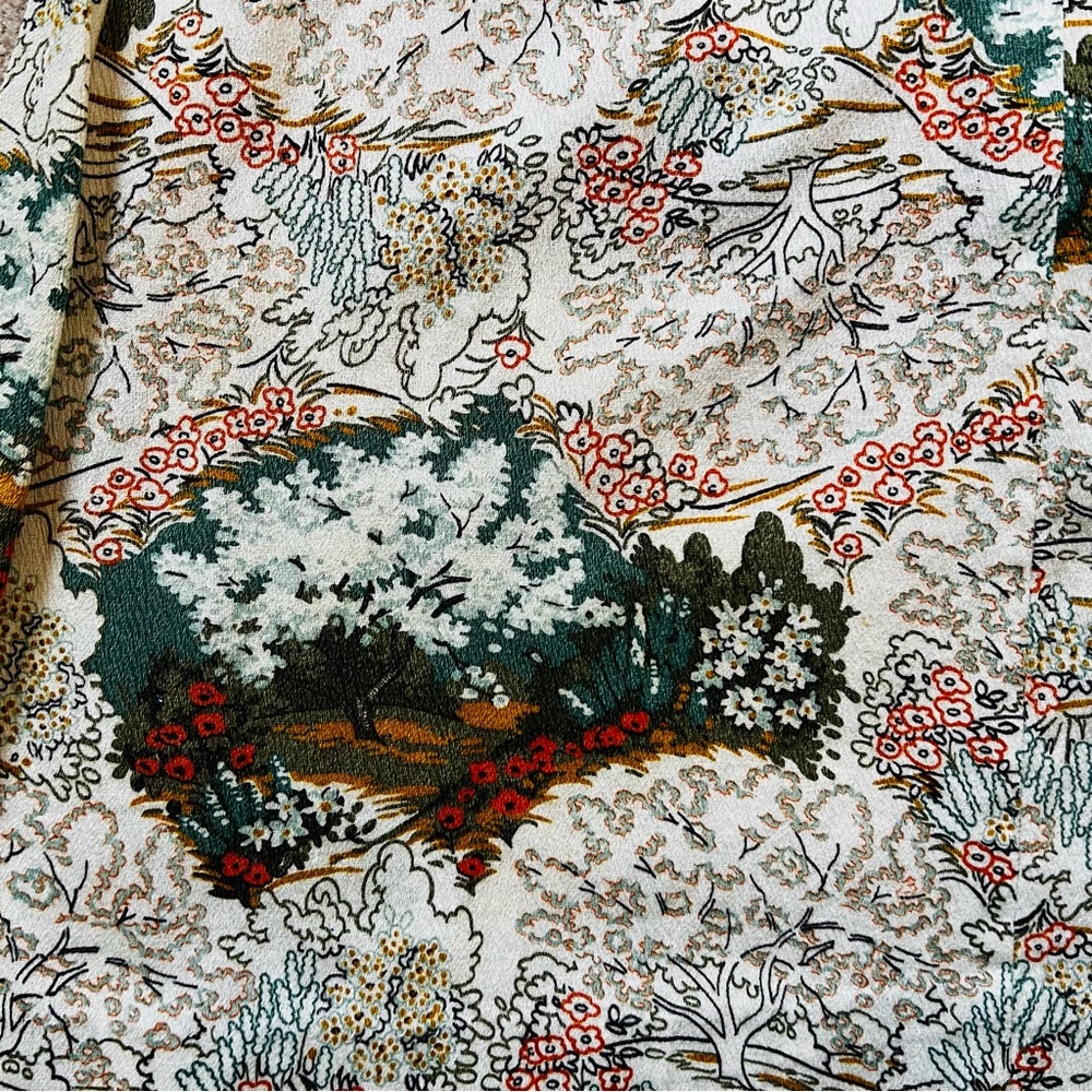 Vintage dress with landscape print